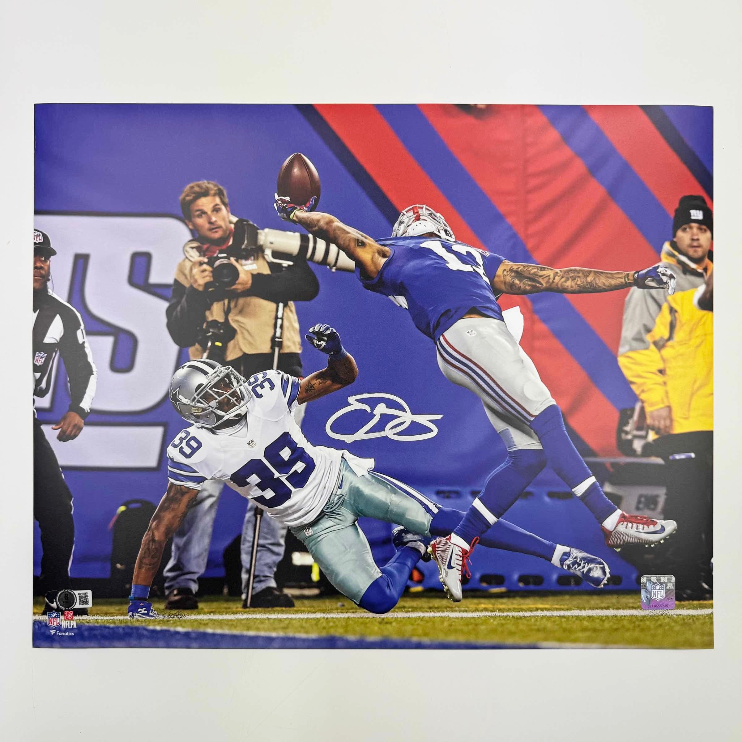 Autographed/Signed Odell Beckham Jr. The Catch New York Giants 16x20 Football Photo Beckett BAS COA