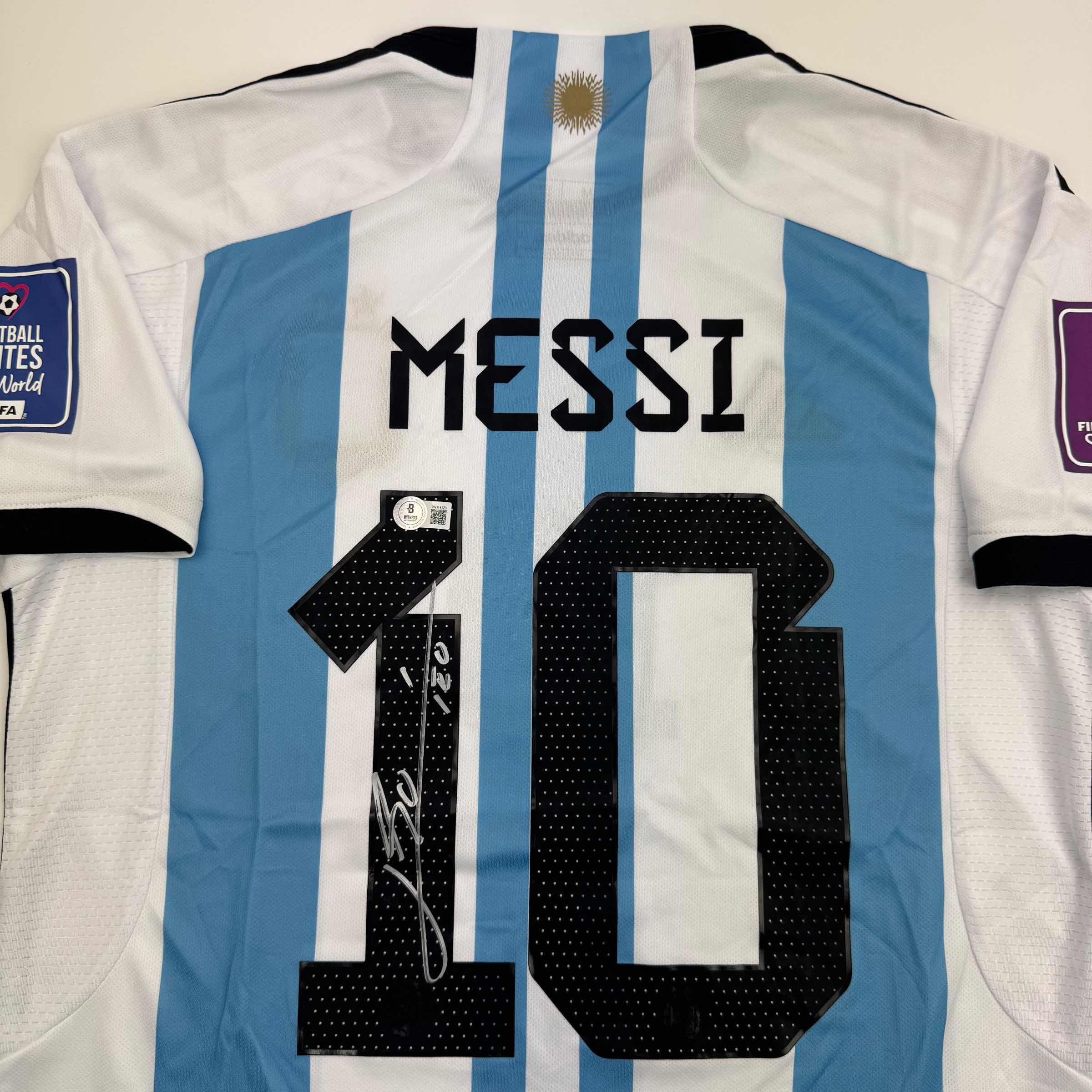 Autographed Lionel Leo Messi Argentina Blue/White Soccer Jersey