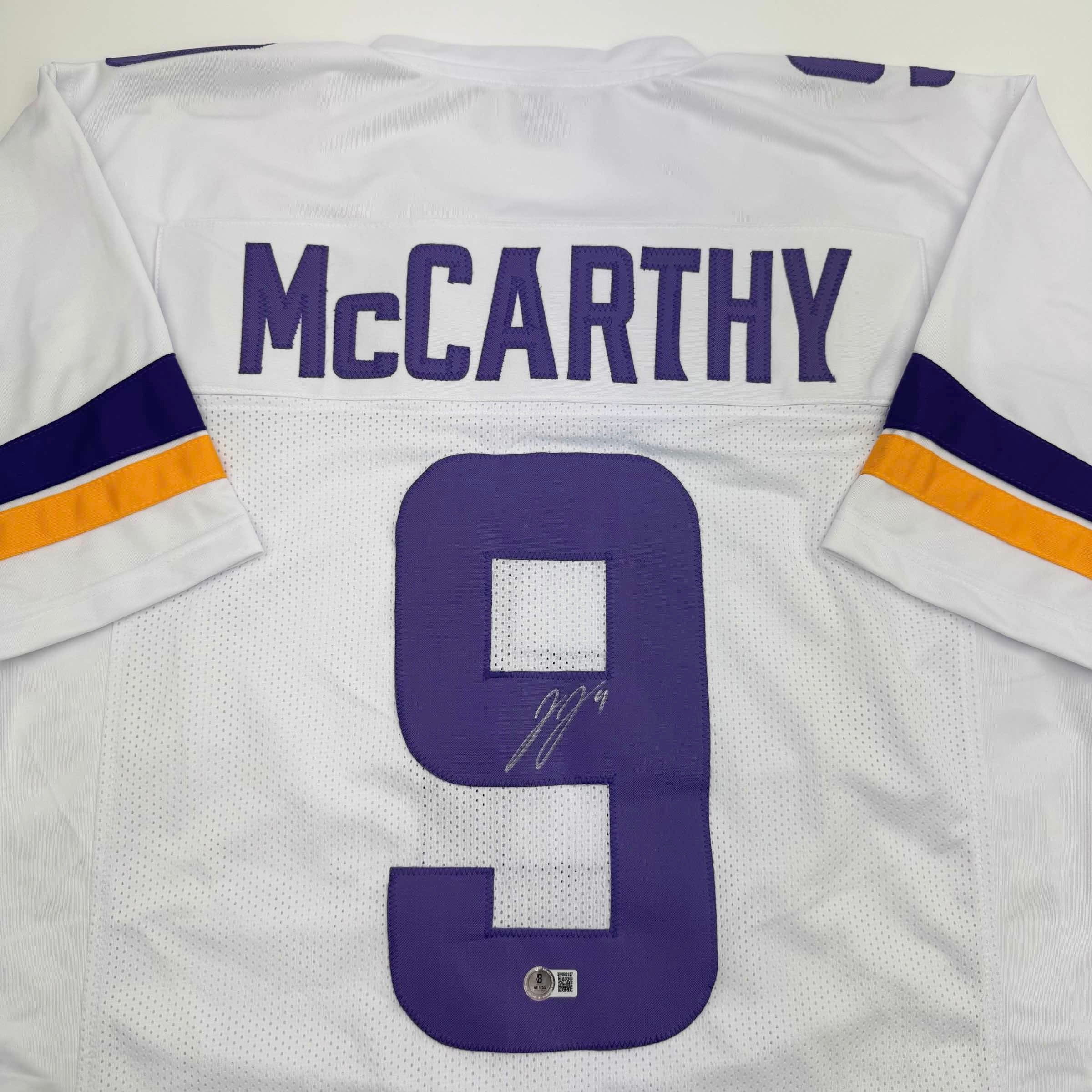 Autographed J.J. McCarthy White Football Jersey