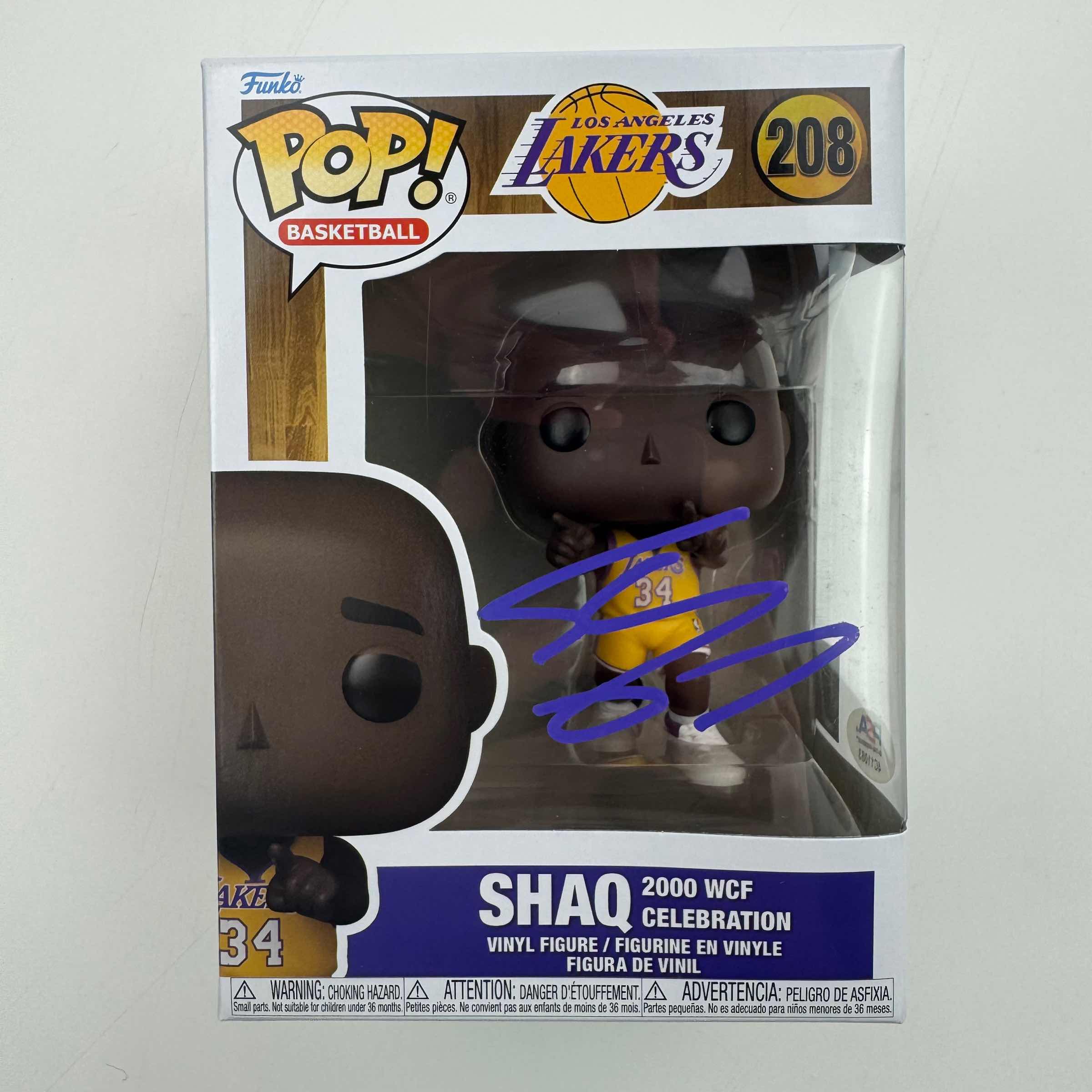 Autographed/Signed Shaq Shaquille O'Neal Los Angeles Lakers Basketball Funko Pop #208 Figurine PSA COA