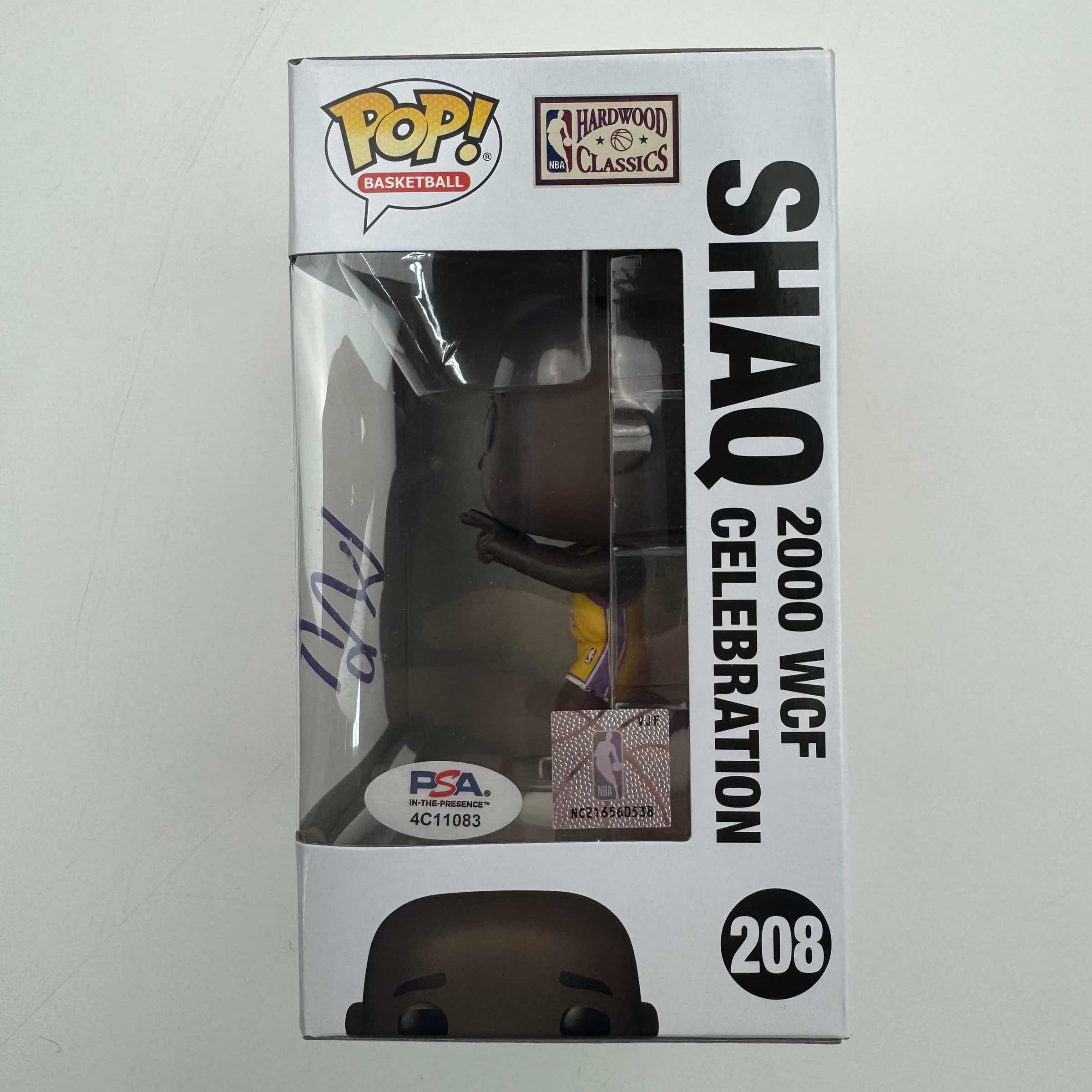 Autographed/Signed Shaq Shaquille O'Neal Los Angeles Lakers Basketball Funko Pop #208 Figurine PSA COA