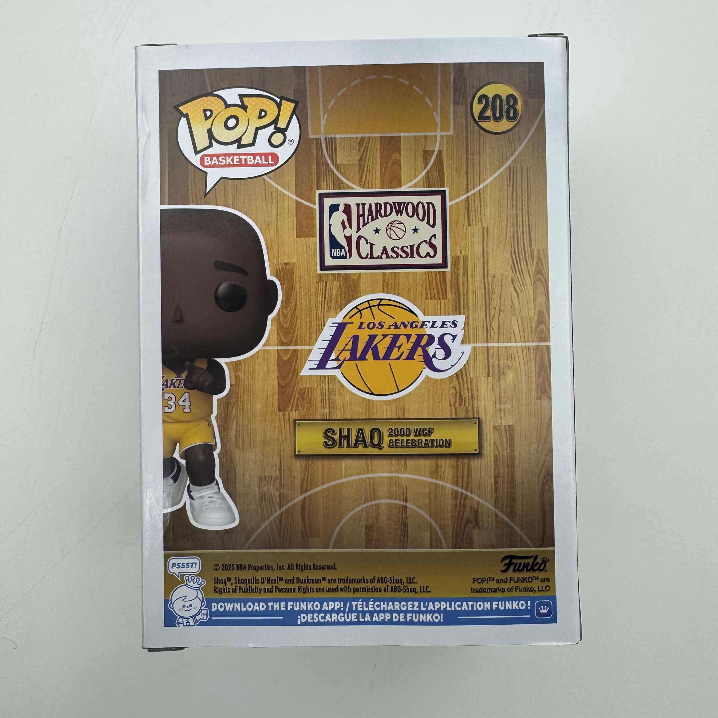 Autographed/Signed Shaq Shaquille O'Neal Los Angeles Lakers Basketball Funko Pop #208 Figurine PSA COA