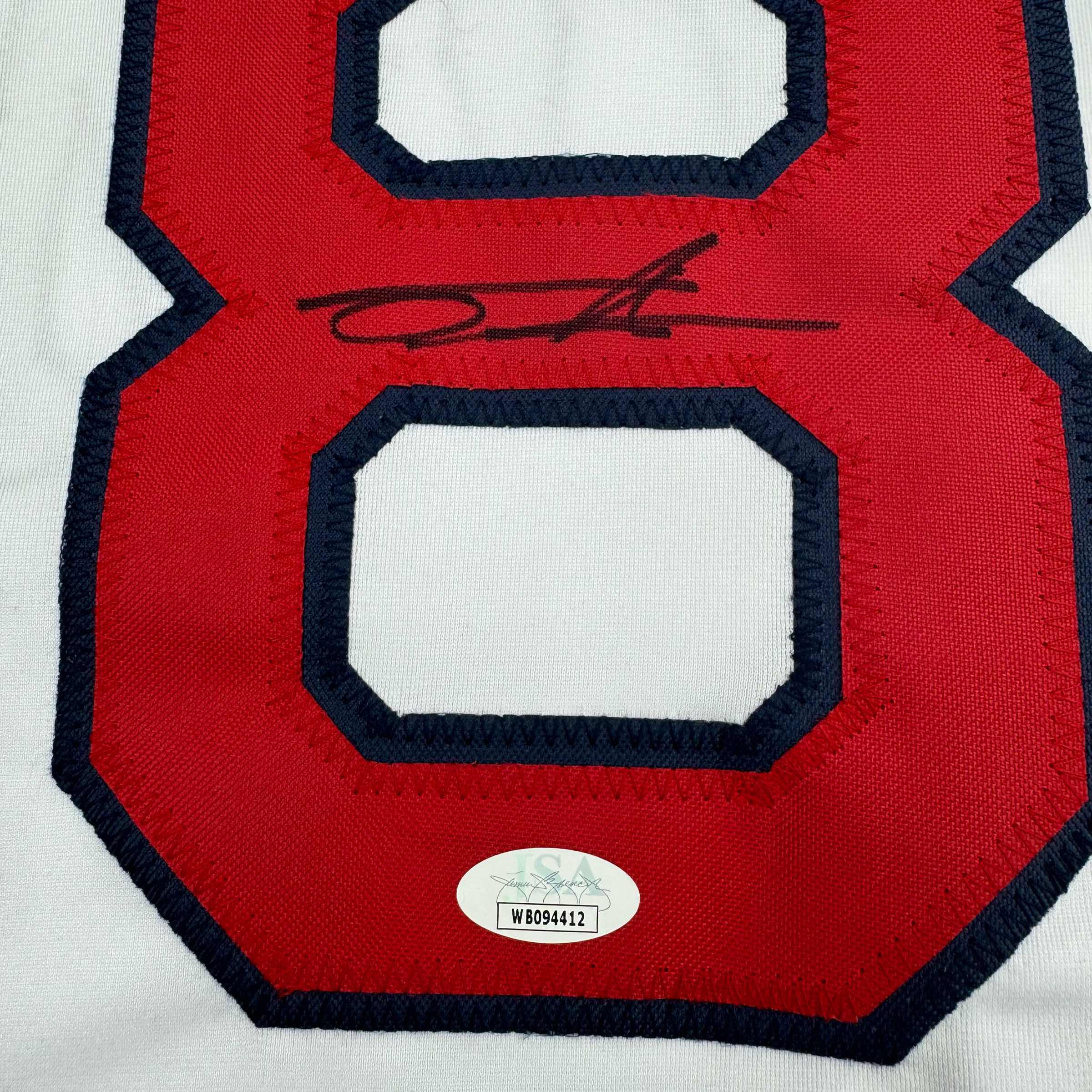 Framed Autographed/Signed Tanner Houck 35x39 Boston White Baseball Jersey JSA COA