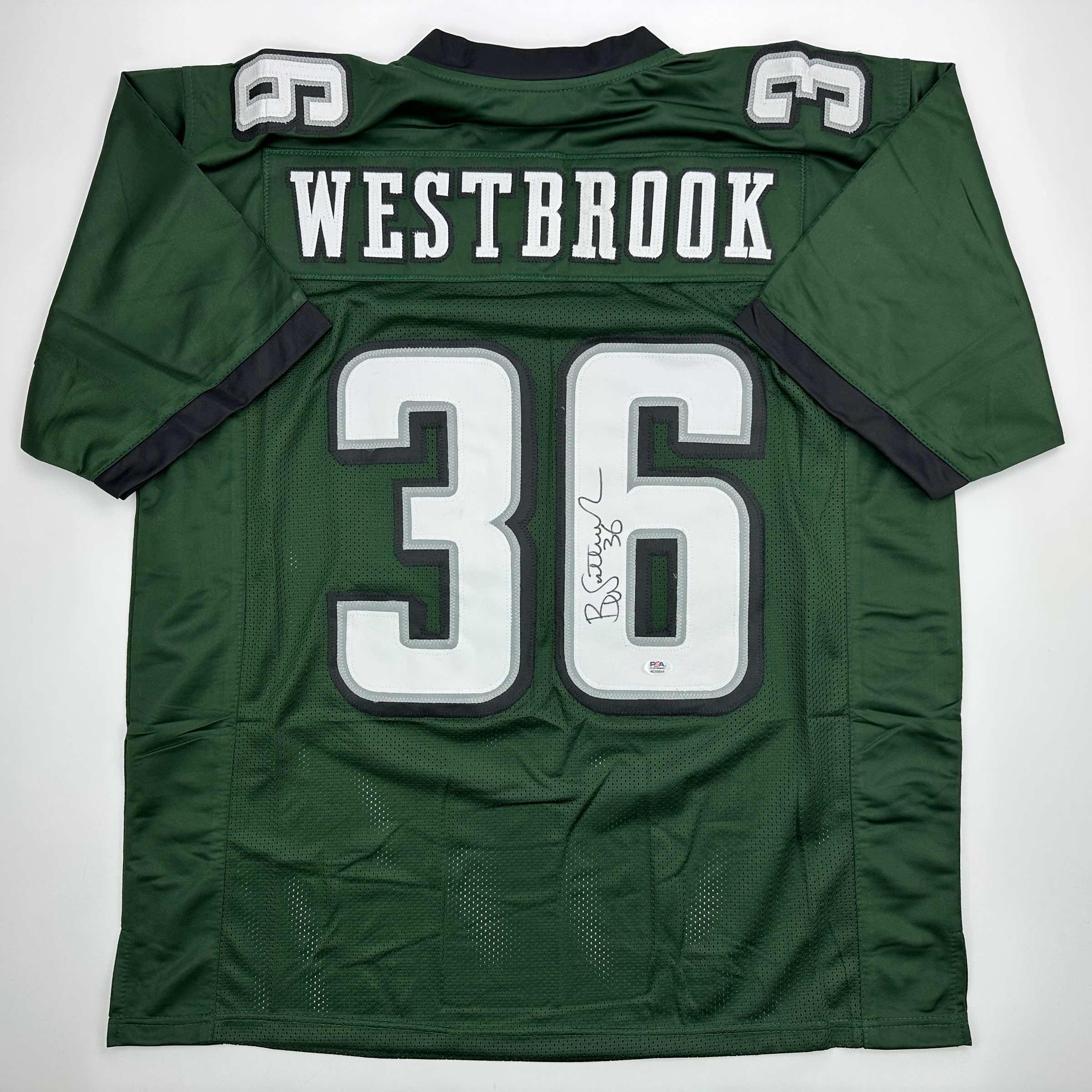 Autographed Philadelphia Eagles Brian Westbrook Green Football Jersey