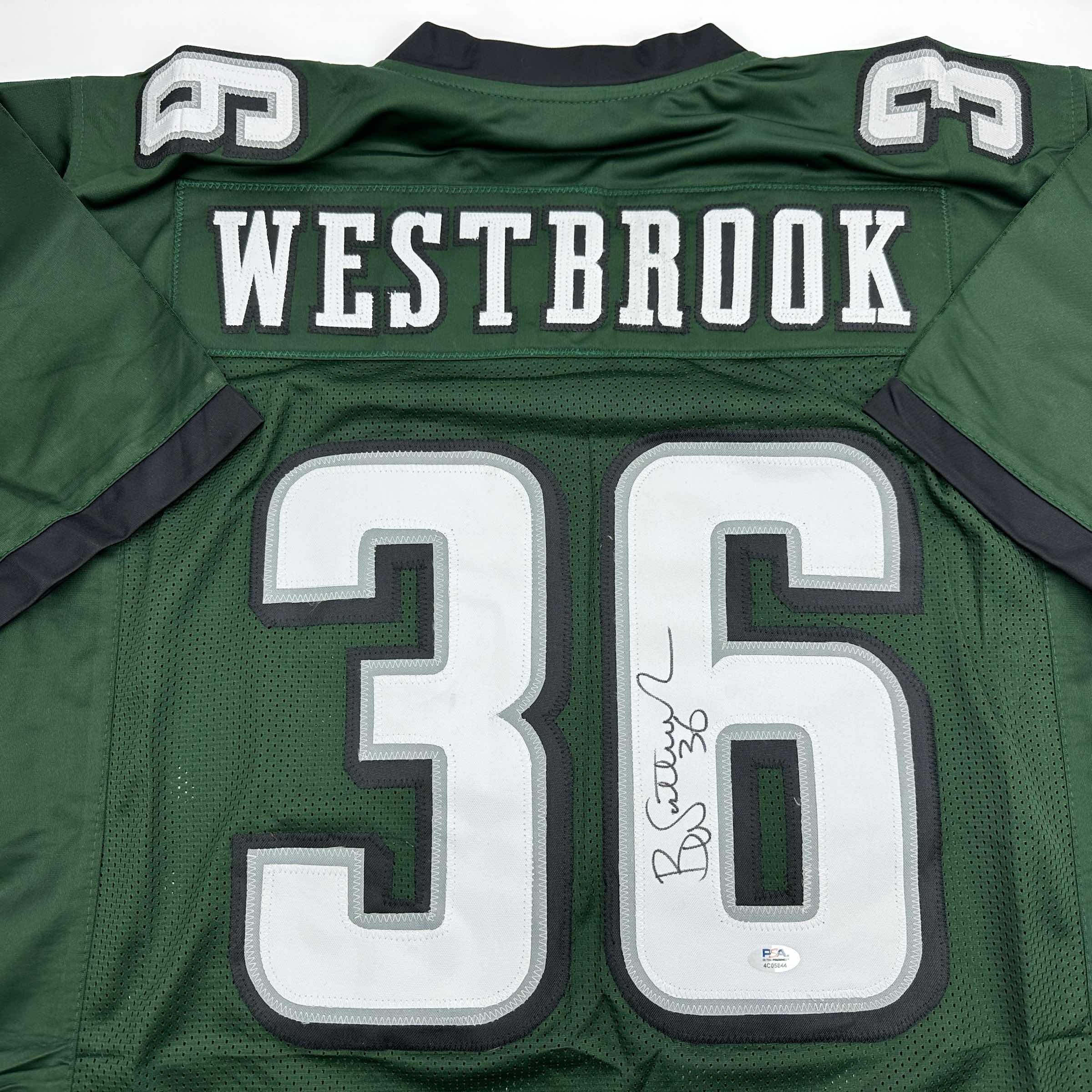Autographed Philadelphia Eagles Brian Westbrook Green Football Jersey