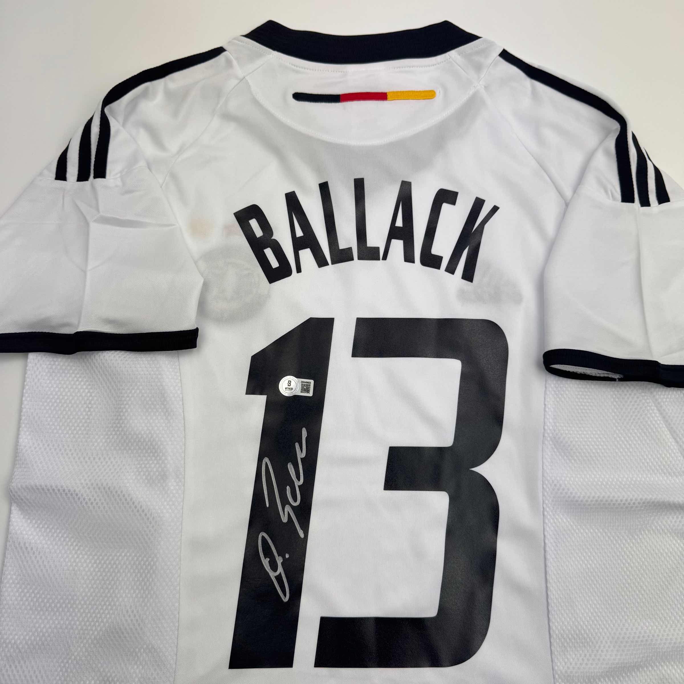 Autographed Michael Ballack Germany White Soccer World Cup Jersey