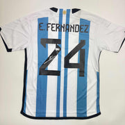 Autographed Enzo Fernandez Argentina Blue/White Soccer World Cup Jersey