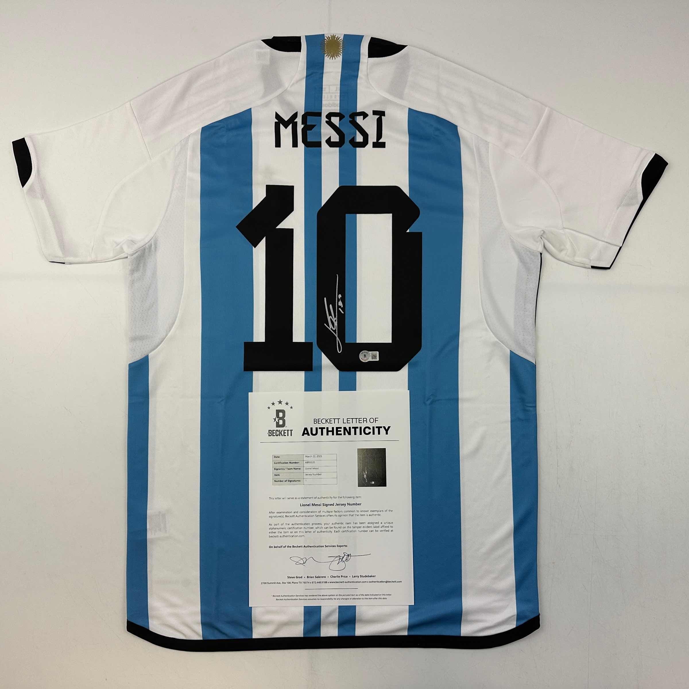 Autographed Lionel Leo Messi Argentina Blue/White Soccer Jersey