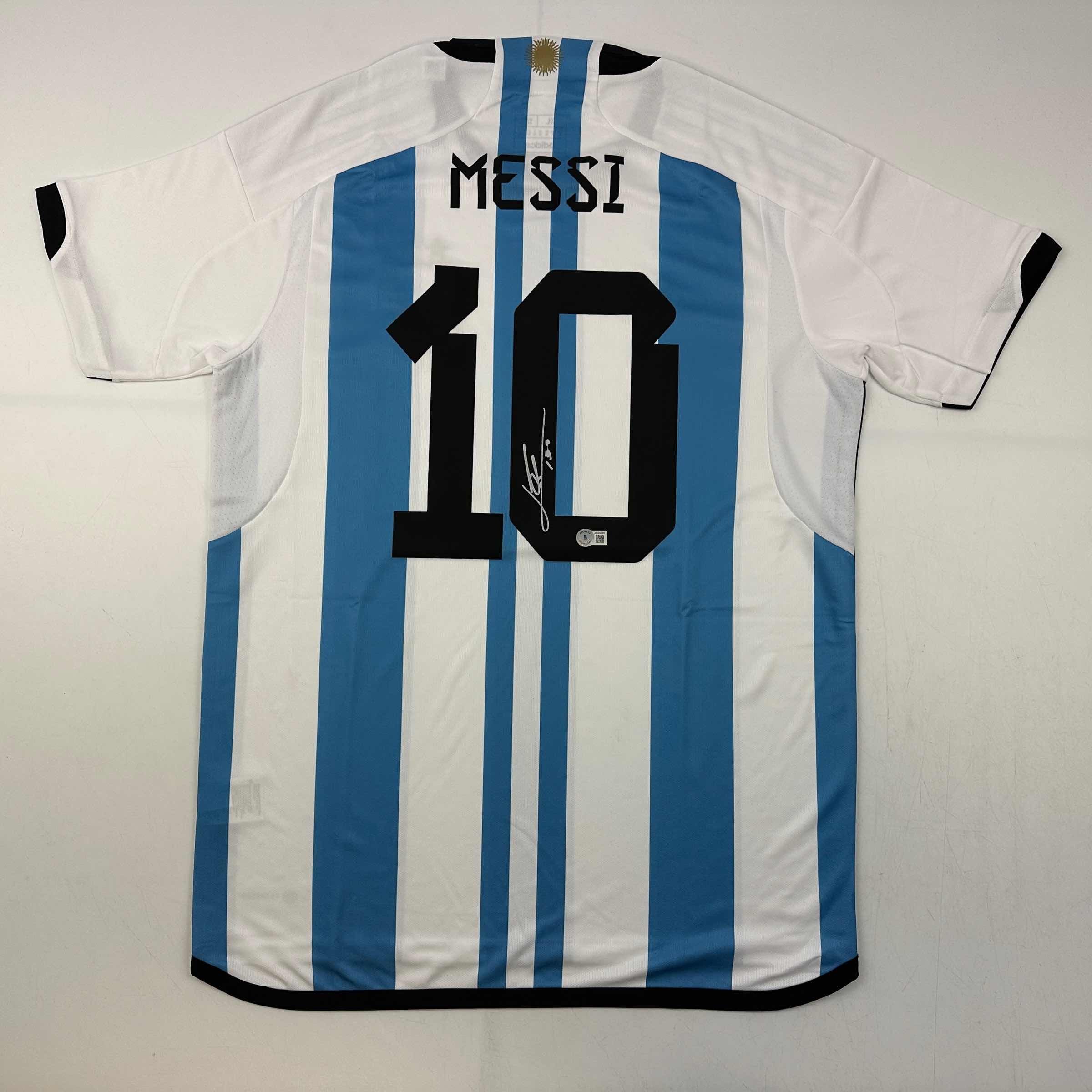 Autographed Lionel Leo Messi Argentina Blue/White Soccer Jersey