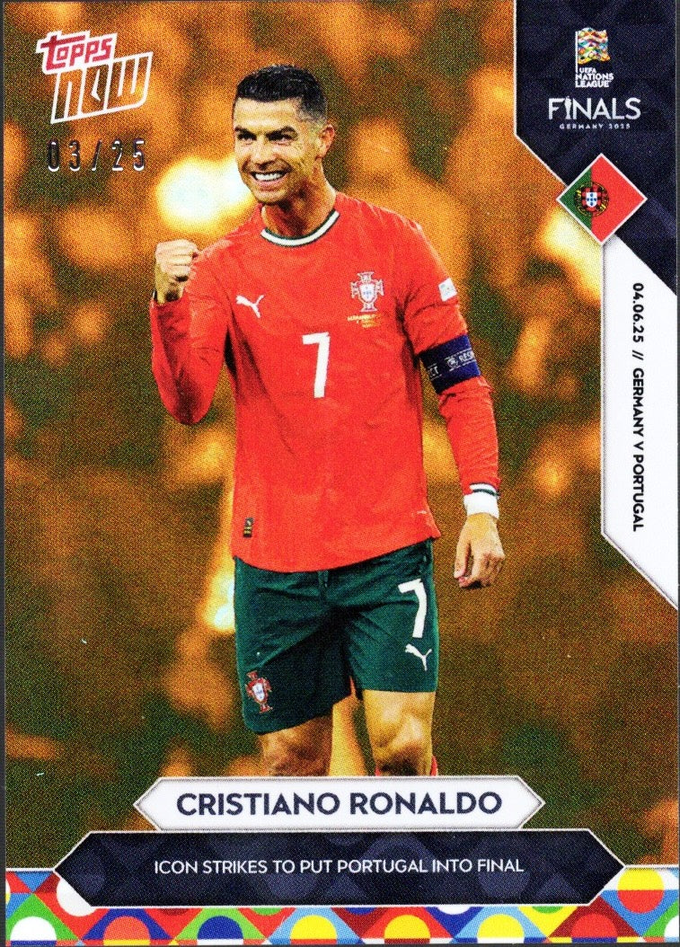 2025 Topps Now Cristiano Ronaldo #1 Orange Foil Soccer Card