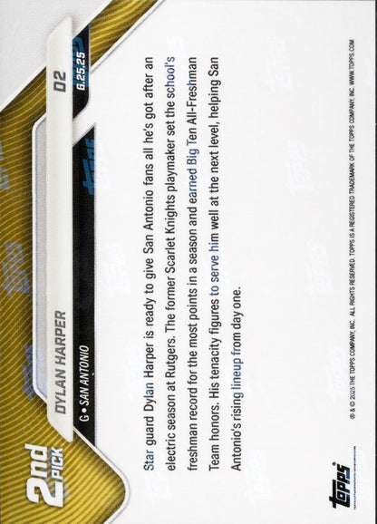 San Antonio Spurs Dylan Harper 2025 Rookie Basketball Card