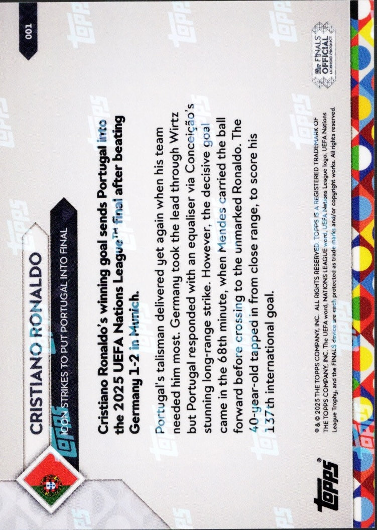 2025 Topps Now Cristiano Ronaldo #1 Orange Foil Soccer Card