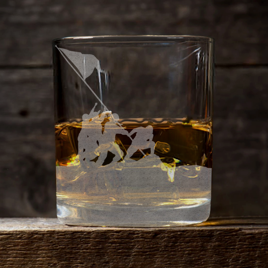 Iwo Jima Flag Raising Whiskey Glass