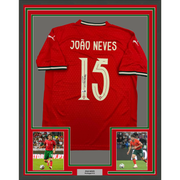 Autographed Joao Neves 35x39 Portugal Soccer Team World Cup Framed Jersey