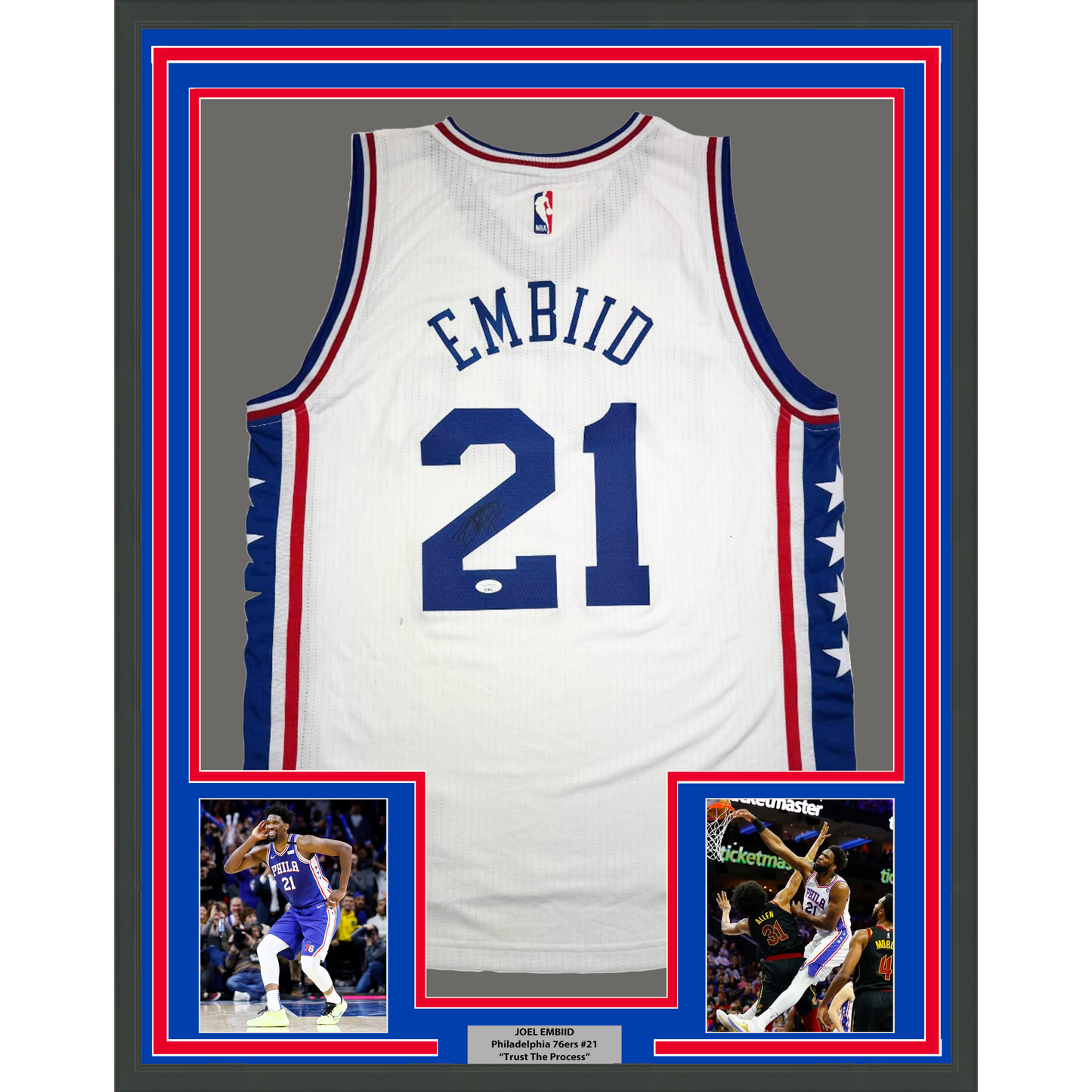 Autographed Joel Embiid Philadelphia 76ers White Basketball Jersey