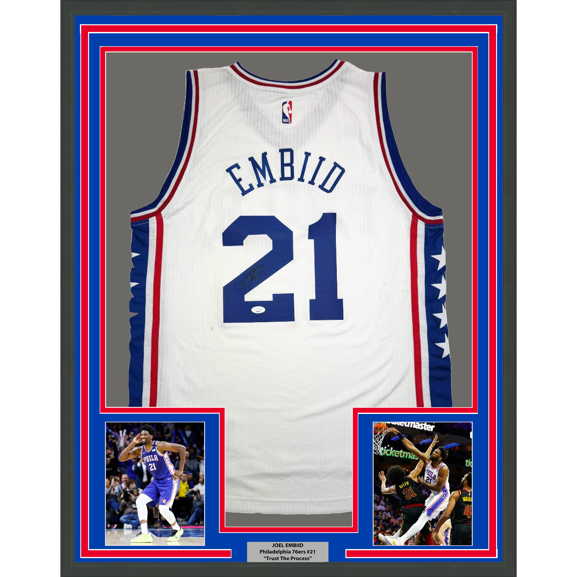 Autographed Philadelphia 76ers Joel Embiid White Basketball Jersey