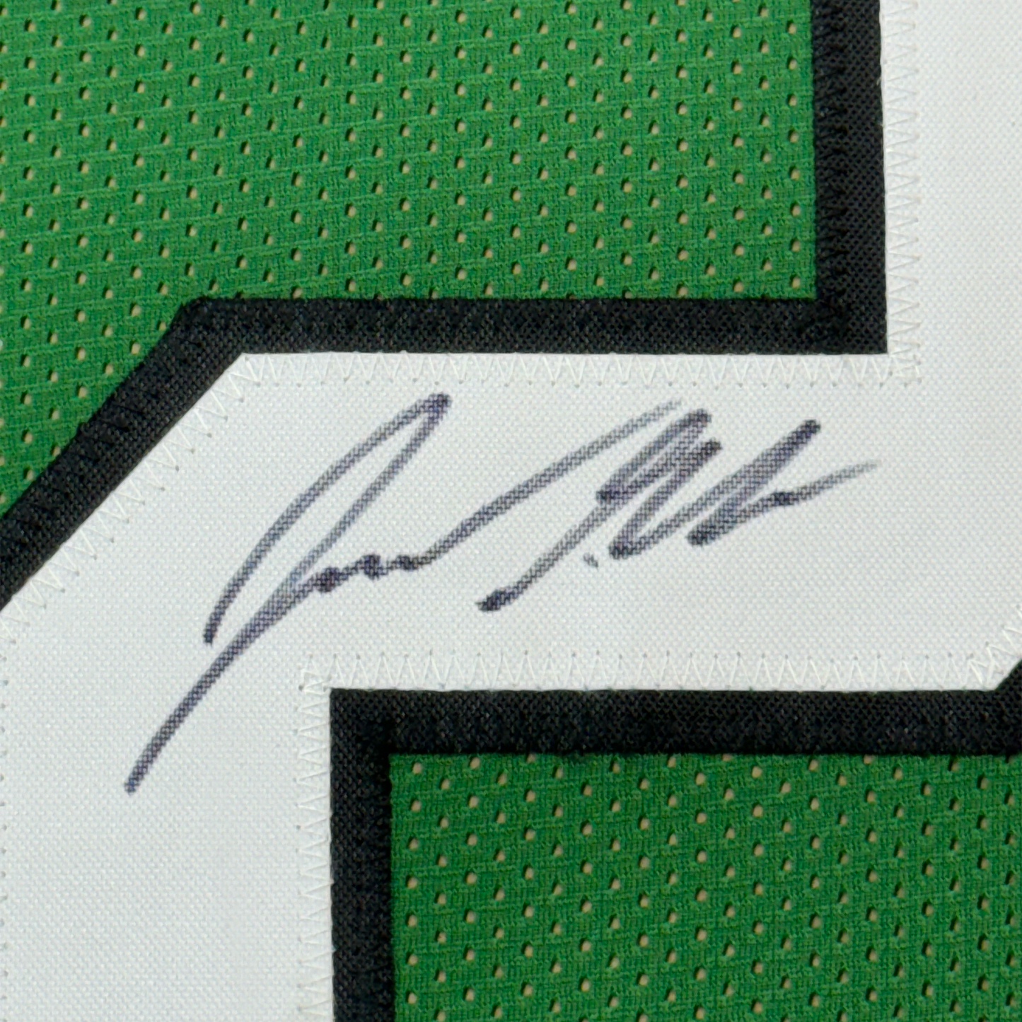 Framed Autographed/Signed Jason Kelce 35x39 Philadelphia Kelly Green Football Jersey PSA/DNA COA