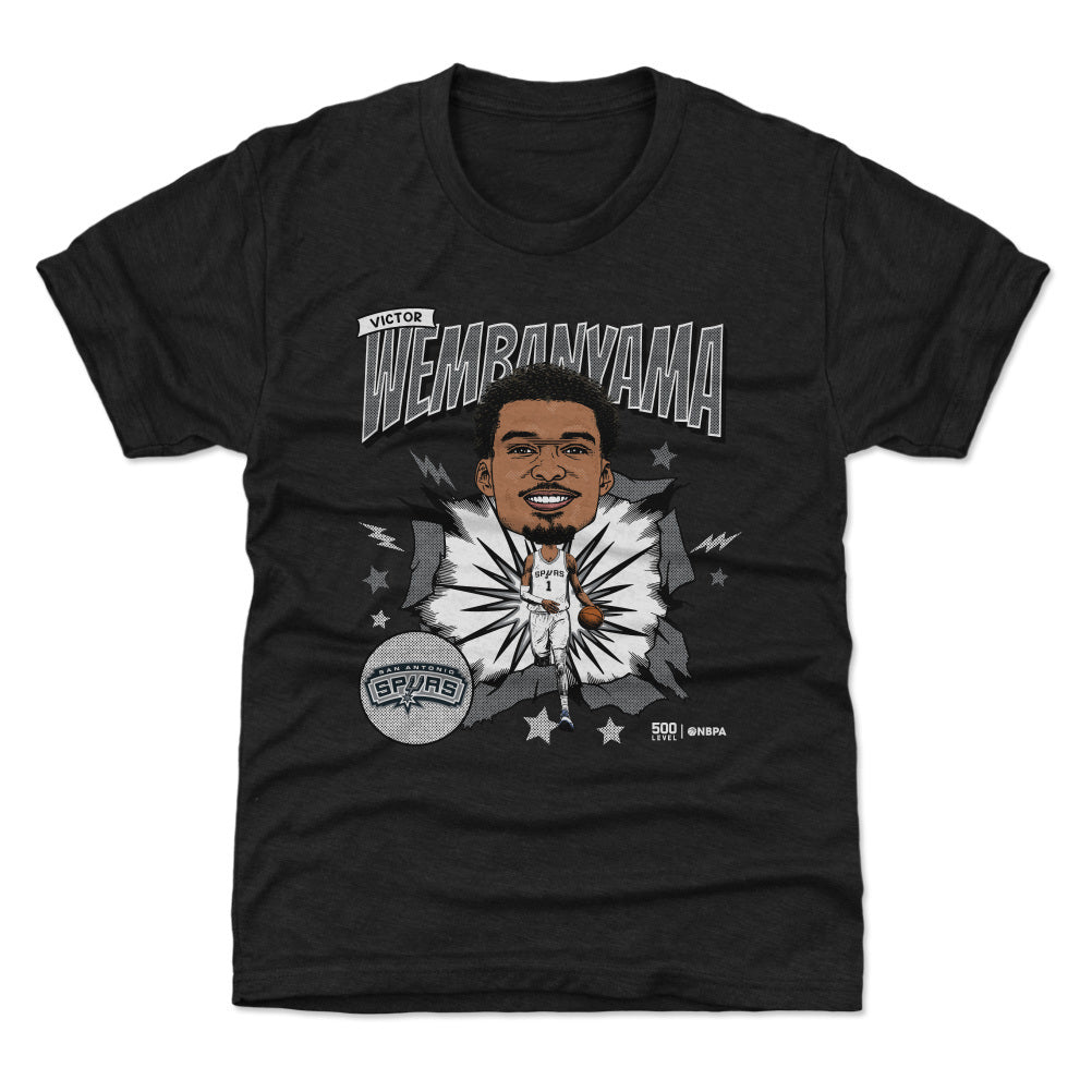 Victor Wembanyama San Antonio Spurs Caricature WHT Kids T-Shirt