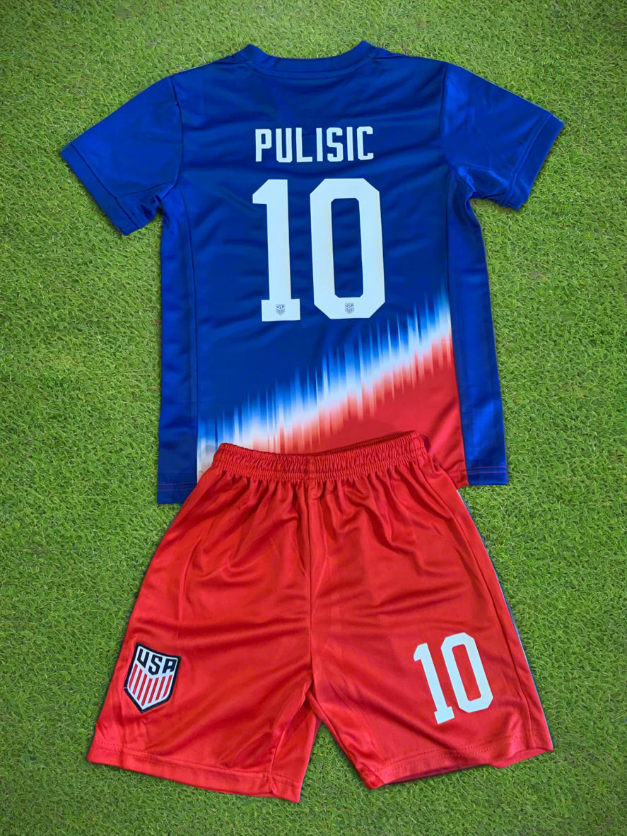 Christian Pulisic Usa 2024 Kids Youth Soccer Jersey Kit 2 Piece Set
