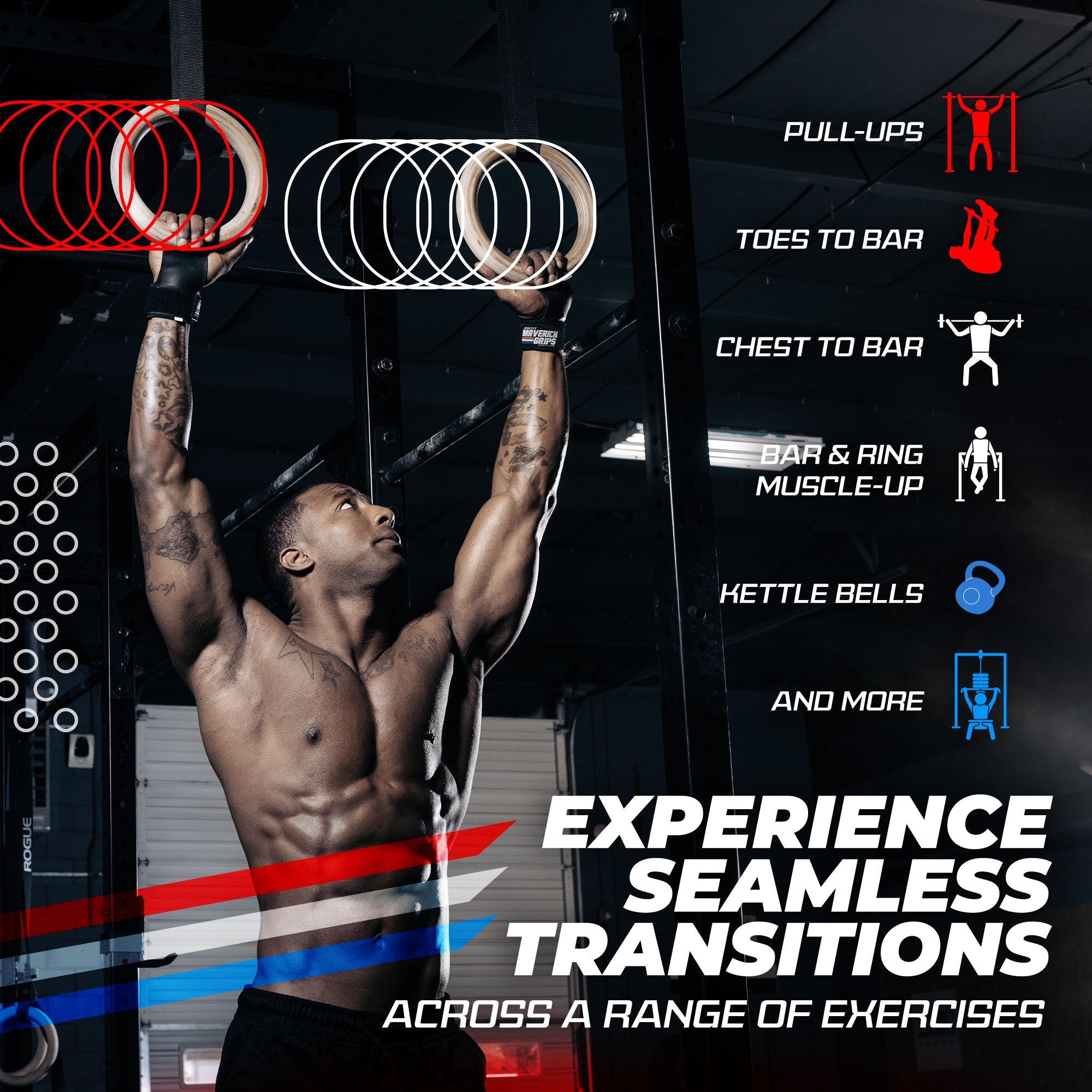 JerkFit Liberty Grips 2.0 Fingerless Hand Grips for CrossFit