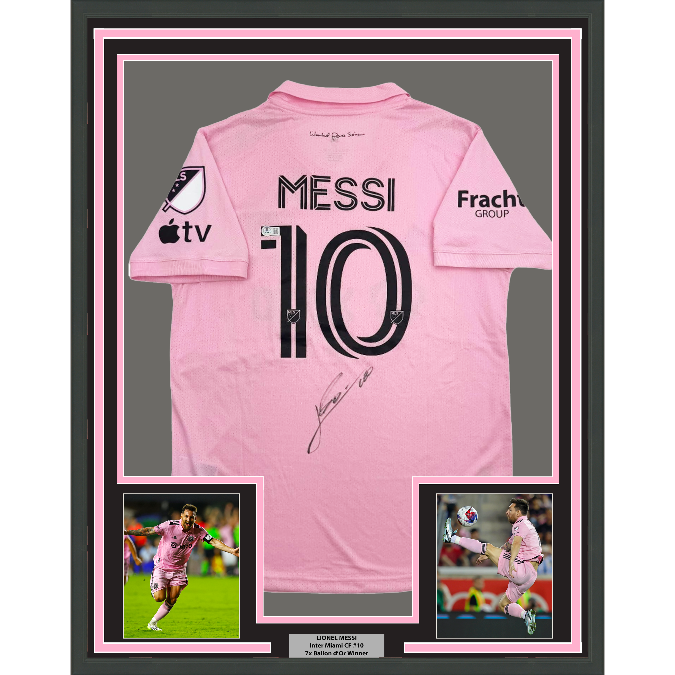 Autographed Framed Inter Miami FC Lionel Leo Messi Pink Soccer Jersey