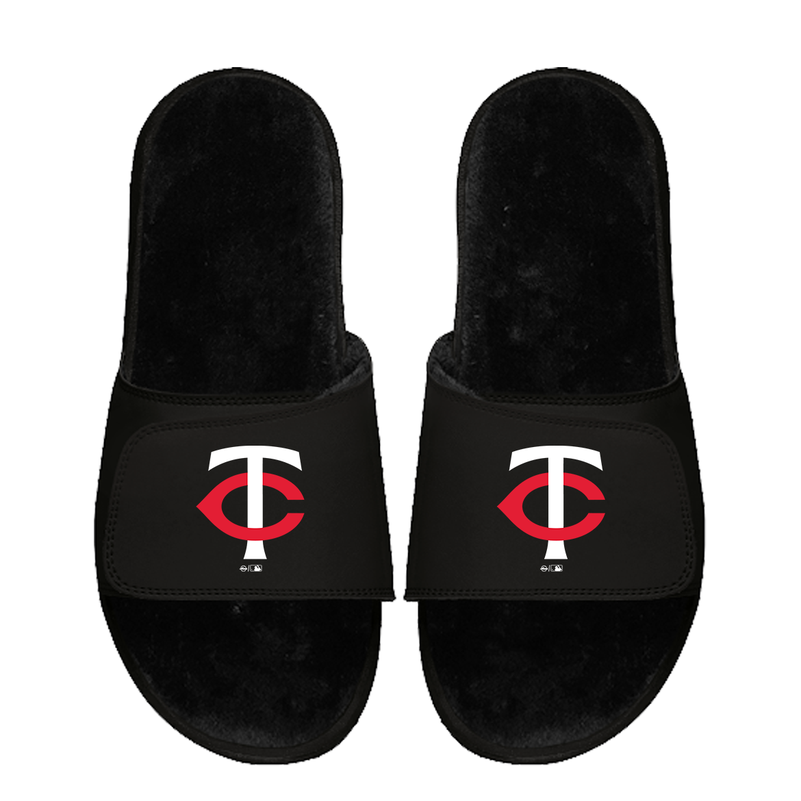 Minnesota Twins Primary Black Fur Slides
