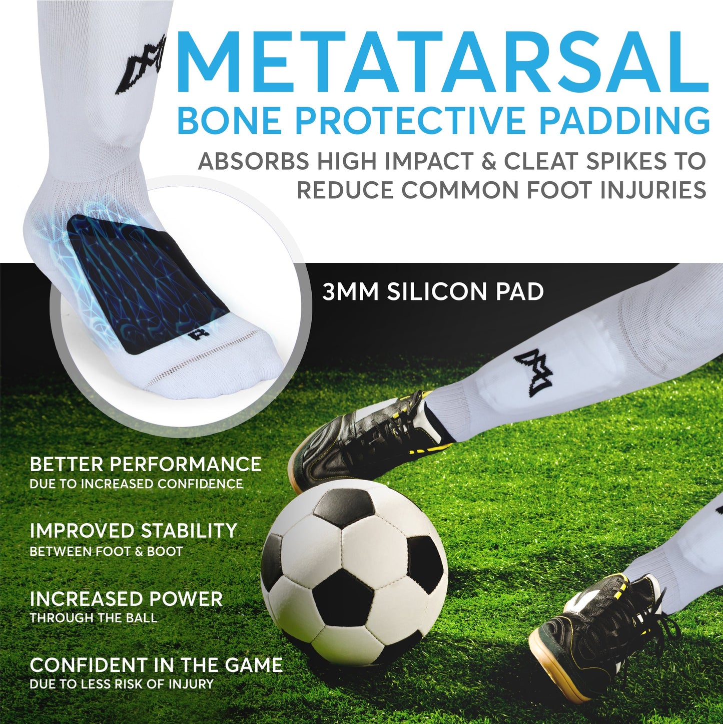 All-in-One Grip Socks with Built in Shin Guards - Full Length