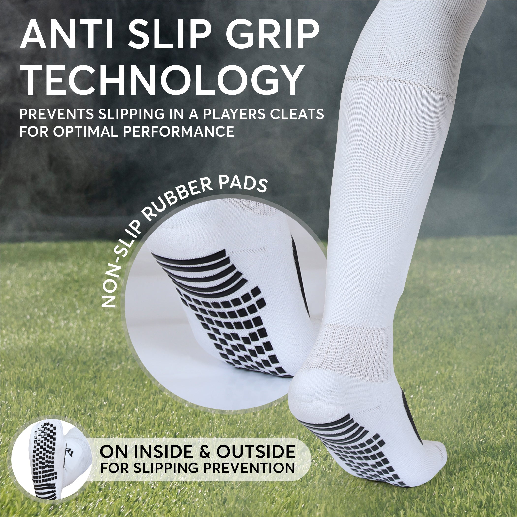 All-in-One Grip Socks with Built in Shin Guards - Full Length