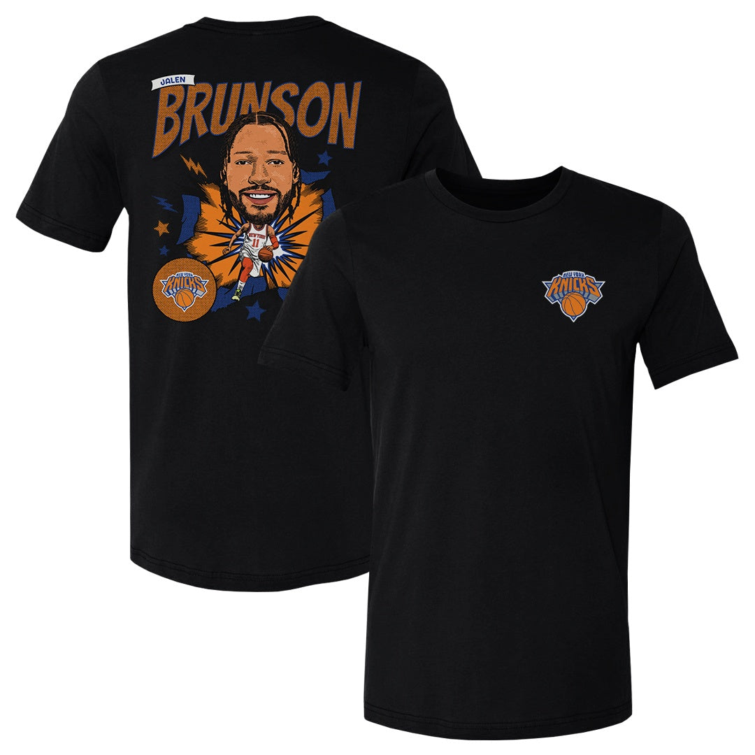 Jalen Brunson New York Knicks Caricature F&b Wht Men's T-Shirt