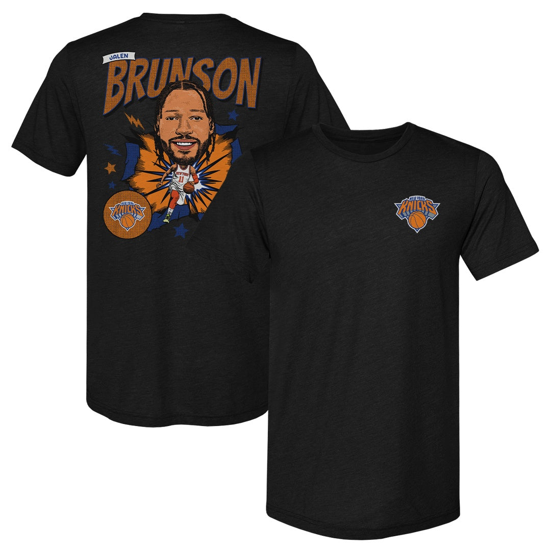 Jalen Brunson New York Knicks Caricature F&b Wht Men's T-Shirt