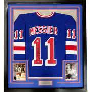Autographed Framed Mark Messier New York Blue Hockey Jersey