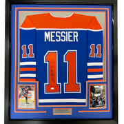 Autographed Framed Mark Messier Edmonton Blue Hockey Jersey