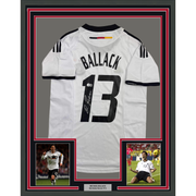 Autographed Michael Ballack 35x39 Germany White Soccer World Cup Framed Jersey