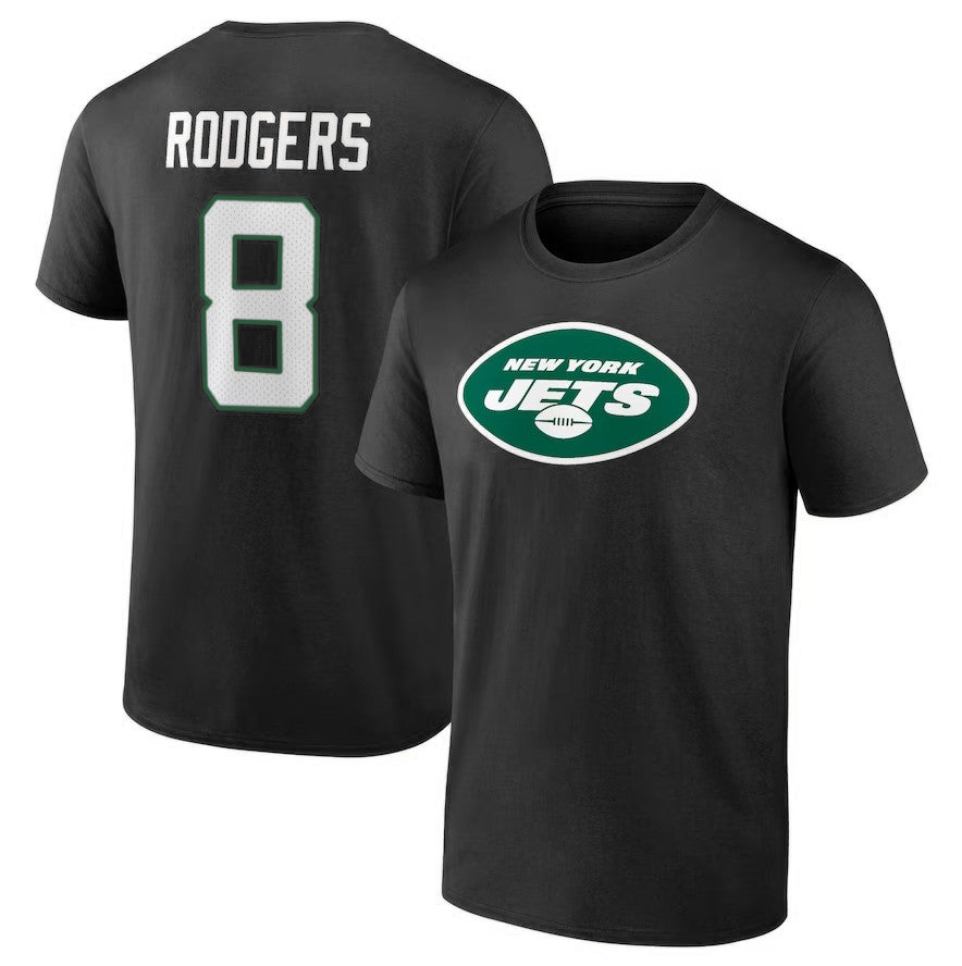 New York Jets Aaron Rodgers Icon Name & Number T-Shirt