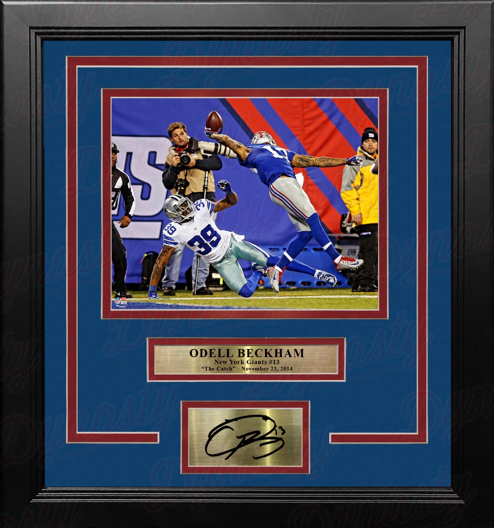 Odell Beckham One-Handed Touchdown Catch New York Giants 8x10 Framed Photo with Engraved Autograph