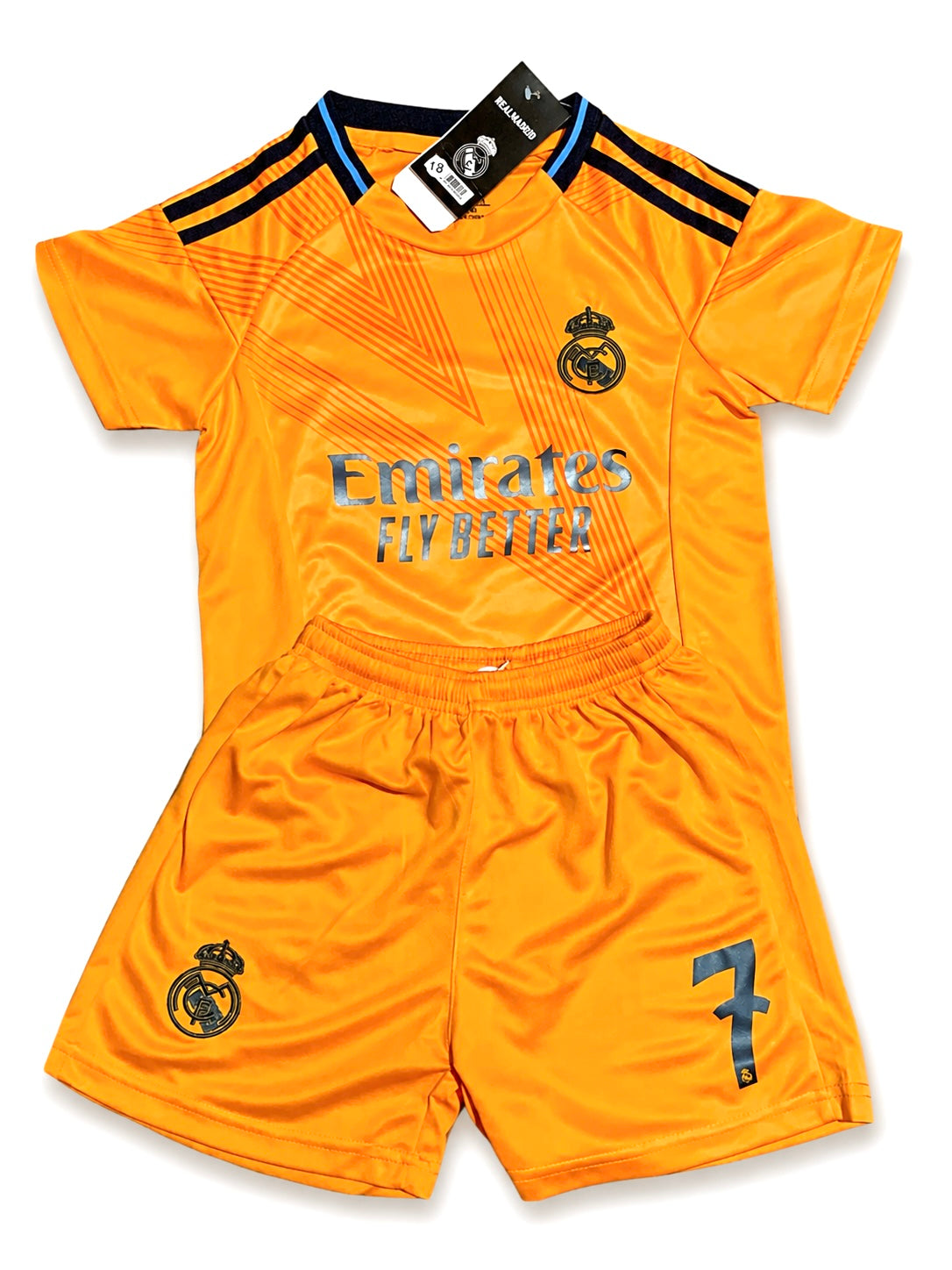 Ronaldo 7 Real Madrid Away Orange 3rd Jersey Toddler/youth Soccer Jersey Kids Kit
