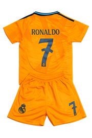 Ronaldo 7 Real Madrid Away Orange 3rd Jersey Toddler/youth Soccer Jersey Kids Kit