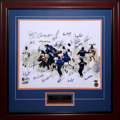 1986 New York Mets Team Autographed World Series Champs Deluxe Framed 16x20 Photo - 25 Signatures