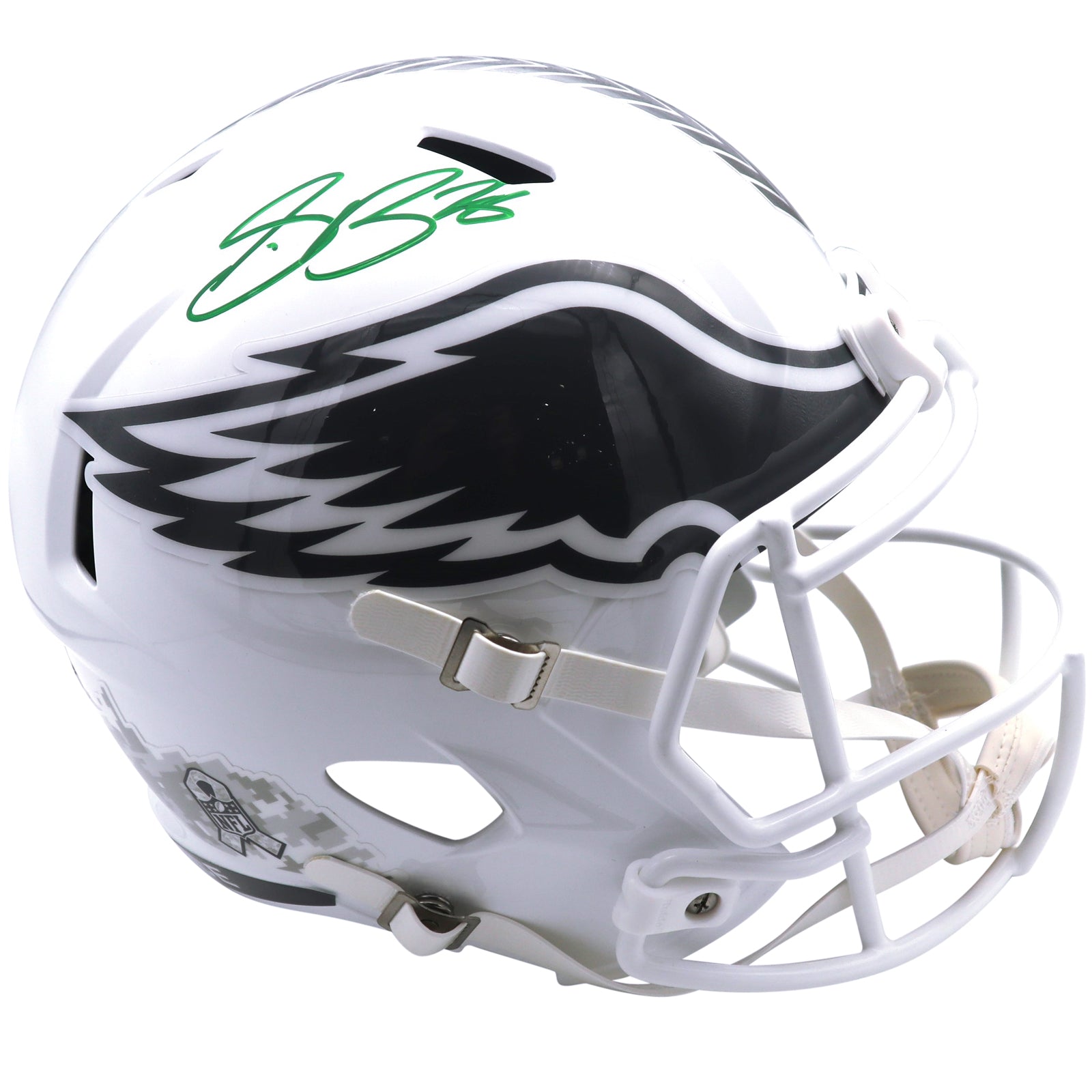 Autographed Philadelphia Eagles Saquon Barkley Salute To Service Full-Size Replica Helmet