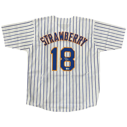 Darryl Strawberry Autographed New York Mets (Pinstripe #18) Custom Jersey