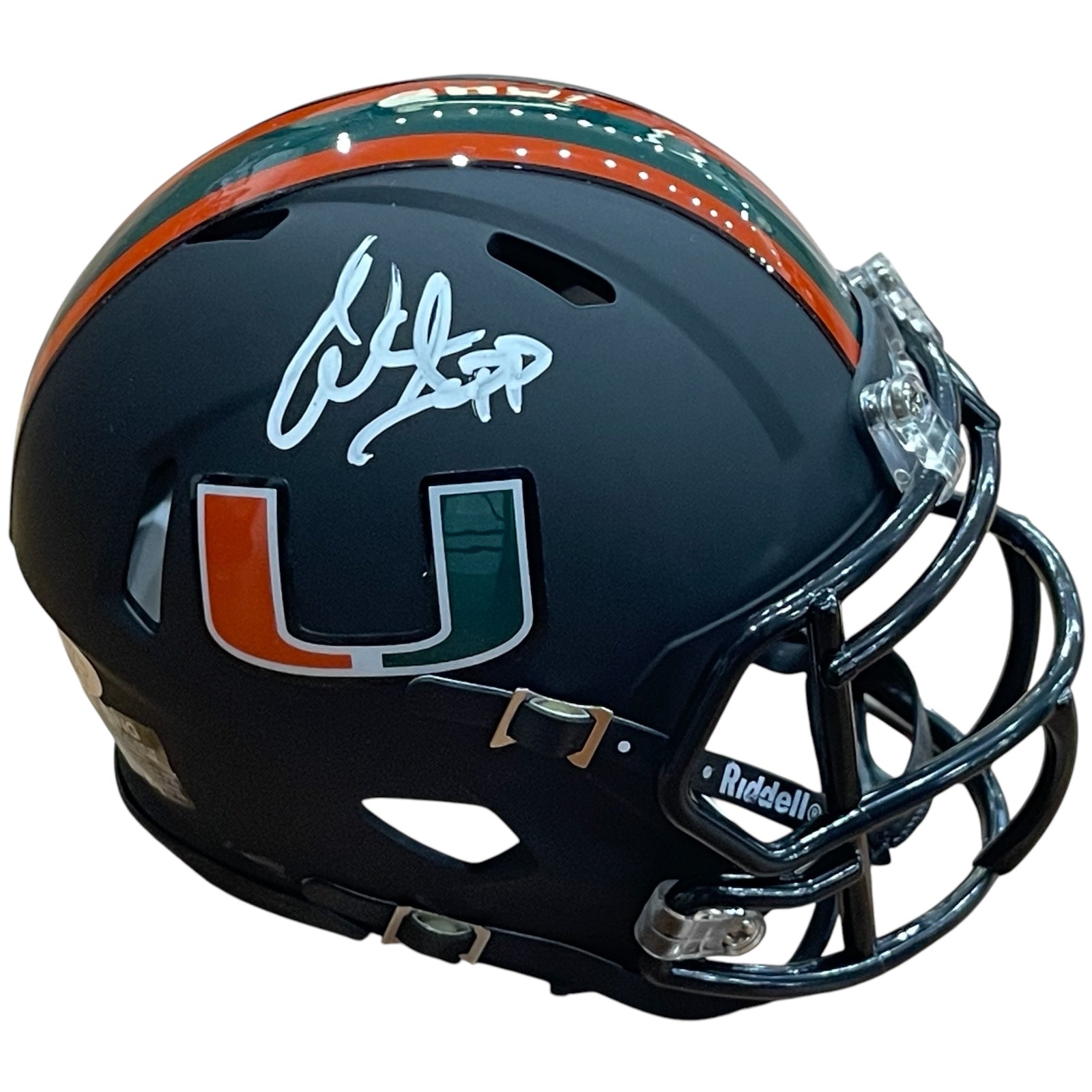 Autographed Miami Hurricanes Warren Sapp Black Nights Mini Helmet