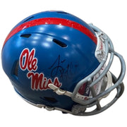 Autographed Ole Miss Rebels Lane Kiffin Mini Helmet