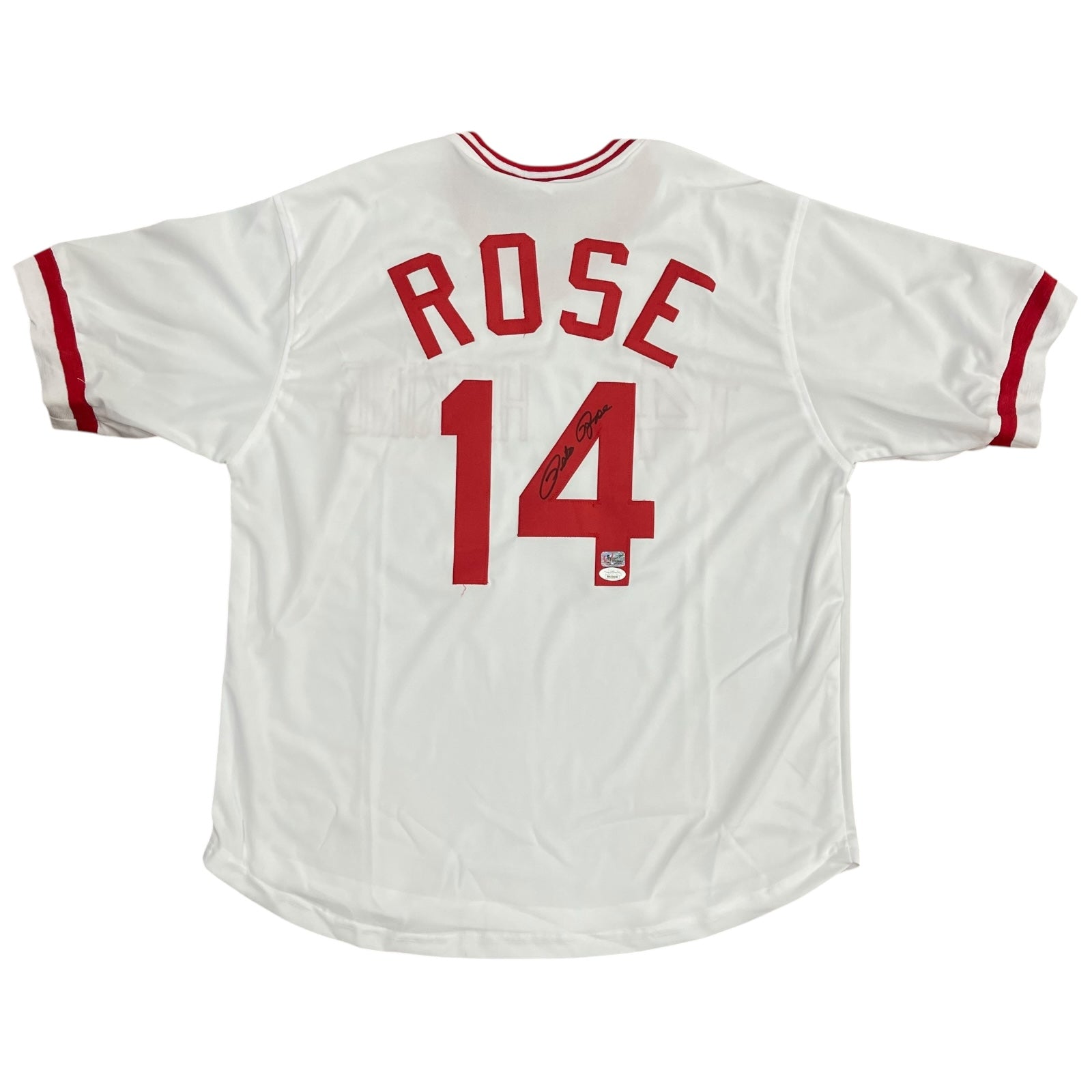 Pete Rose Autographed Cincinnati "Hit King" (White #14) Custom Jersey - Black Signature - JSA