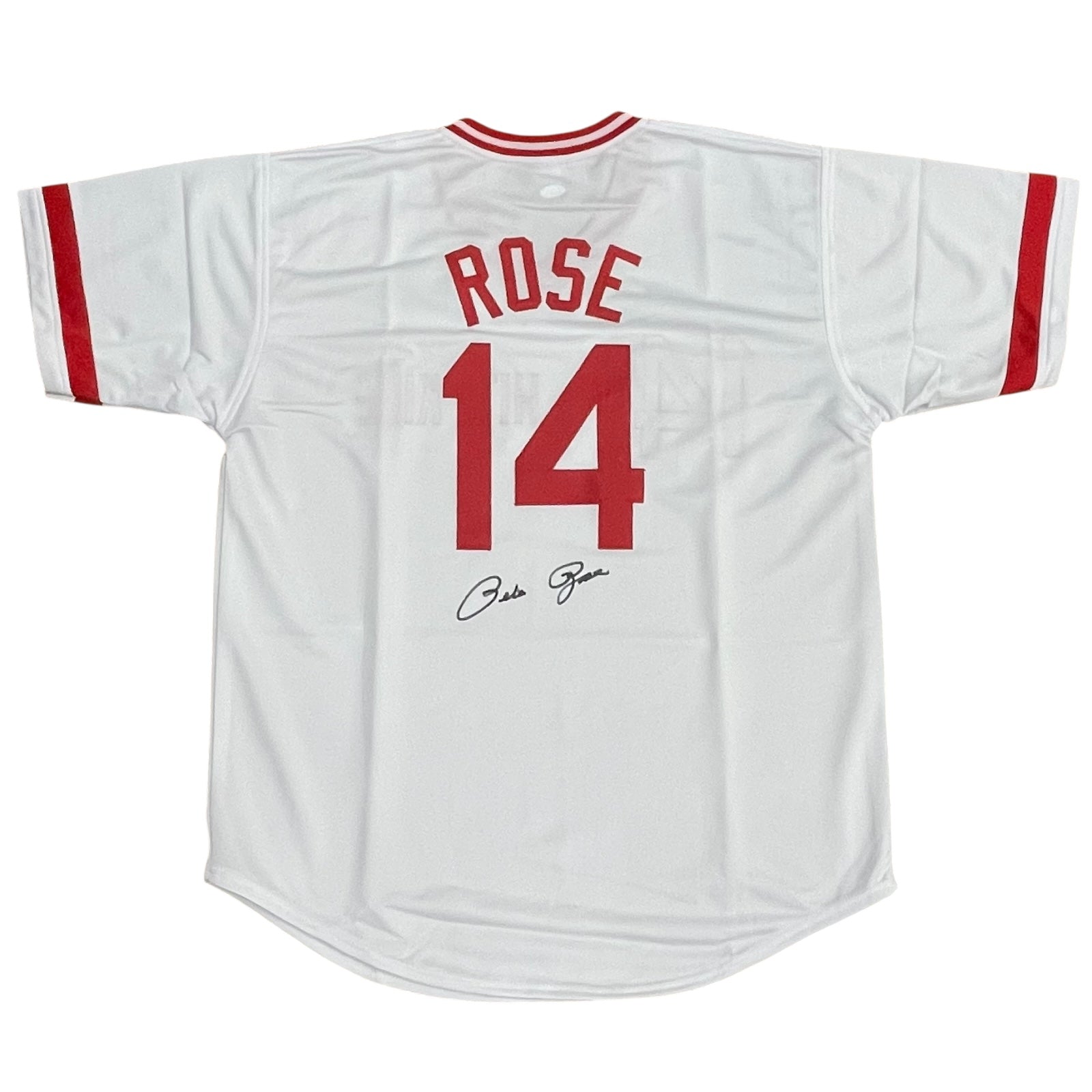 Autographed Pete Rose Cincinnati (White #14) Custom Jersey