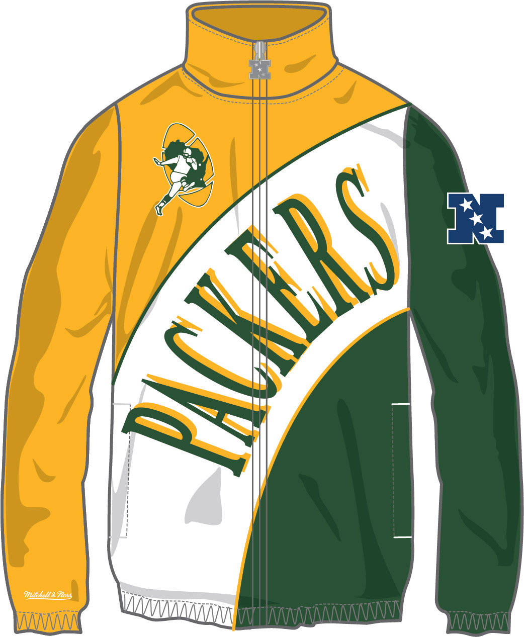 Buy Green Bay Packers Mitchell & Ness Arched Retro Lined Windbreaker on ...