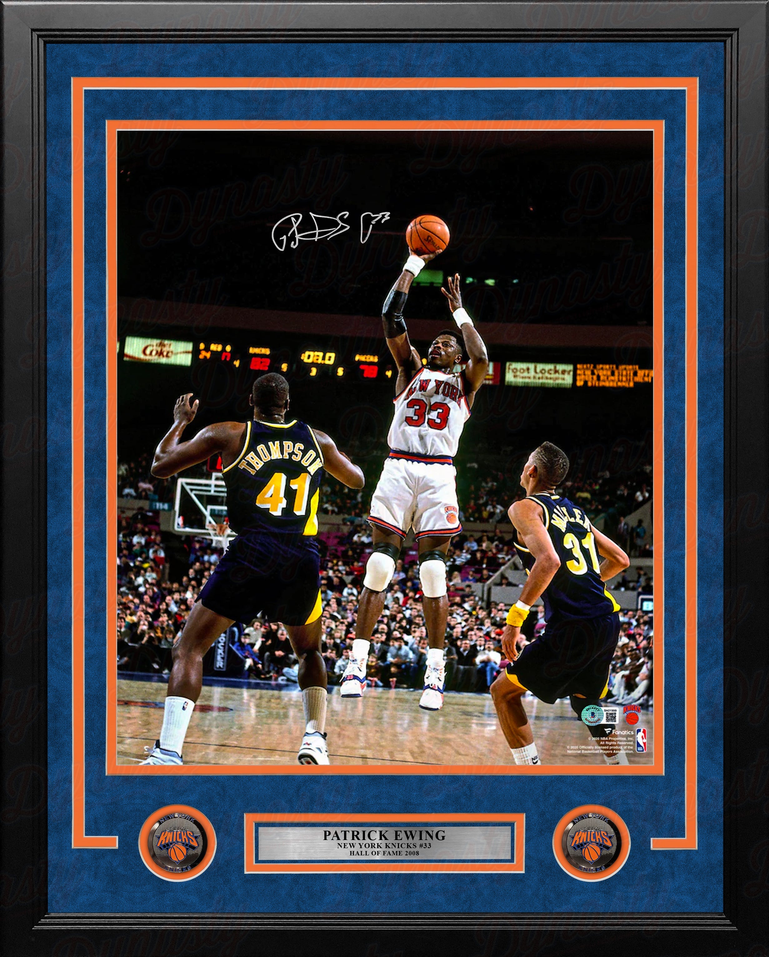 Patrick Ewing Shooting Action New York Knicks Autographed 16" x 20" Framed Basketball Photo
