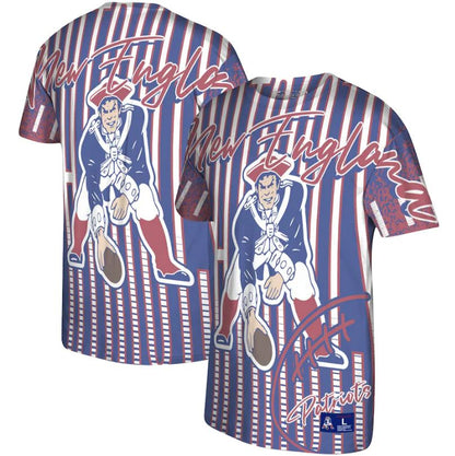 New England Patriots Mitchell & Ness Heather Royal Jumbotron Historic Logo T-Shirt