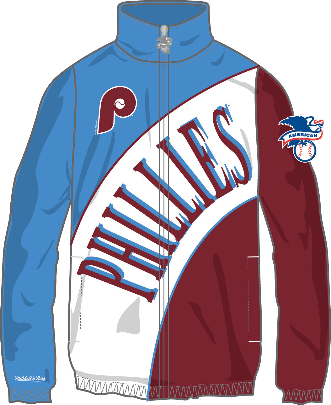 Philadelphia Phillies Throwback Arched Retro Lined Windbreaker