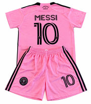 Lionel Messi Miami Home Kids Soccer Jersey Pink Set Football Youth Toddler