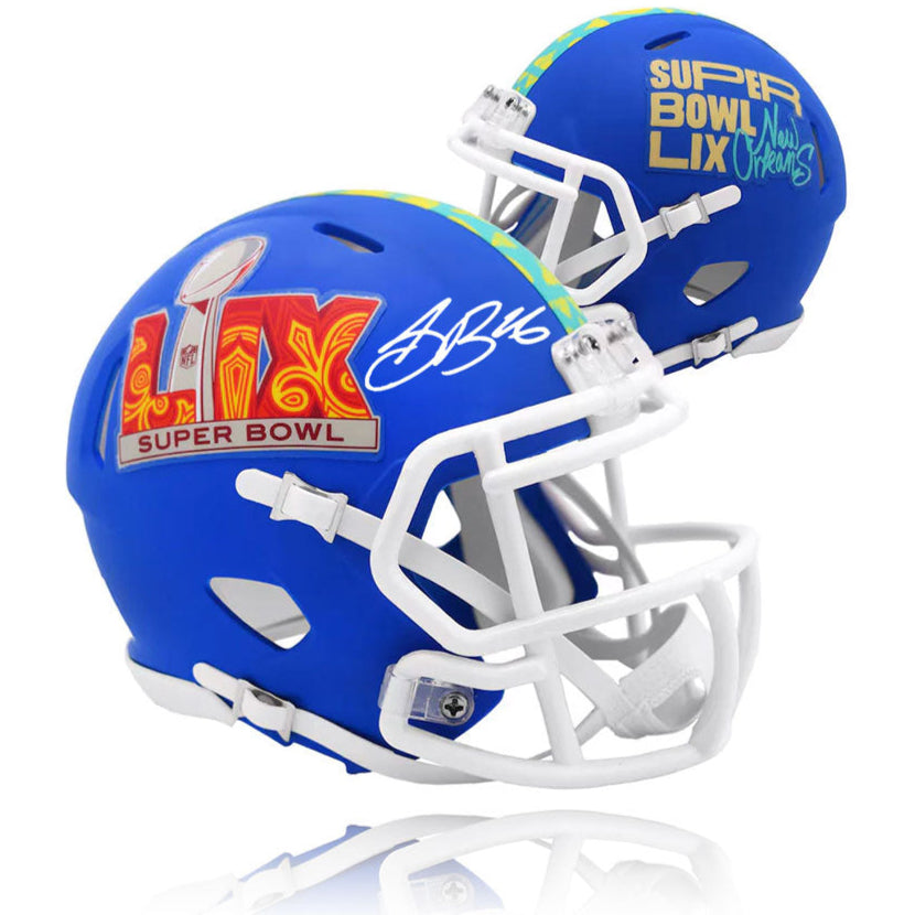 Autographed Philadelphia Eagles Saquon Barkley Super Bowl LIX Football Mini-Helmet